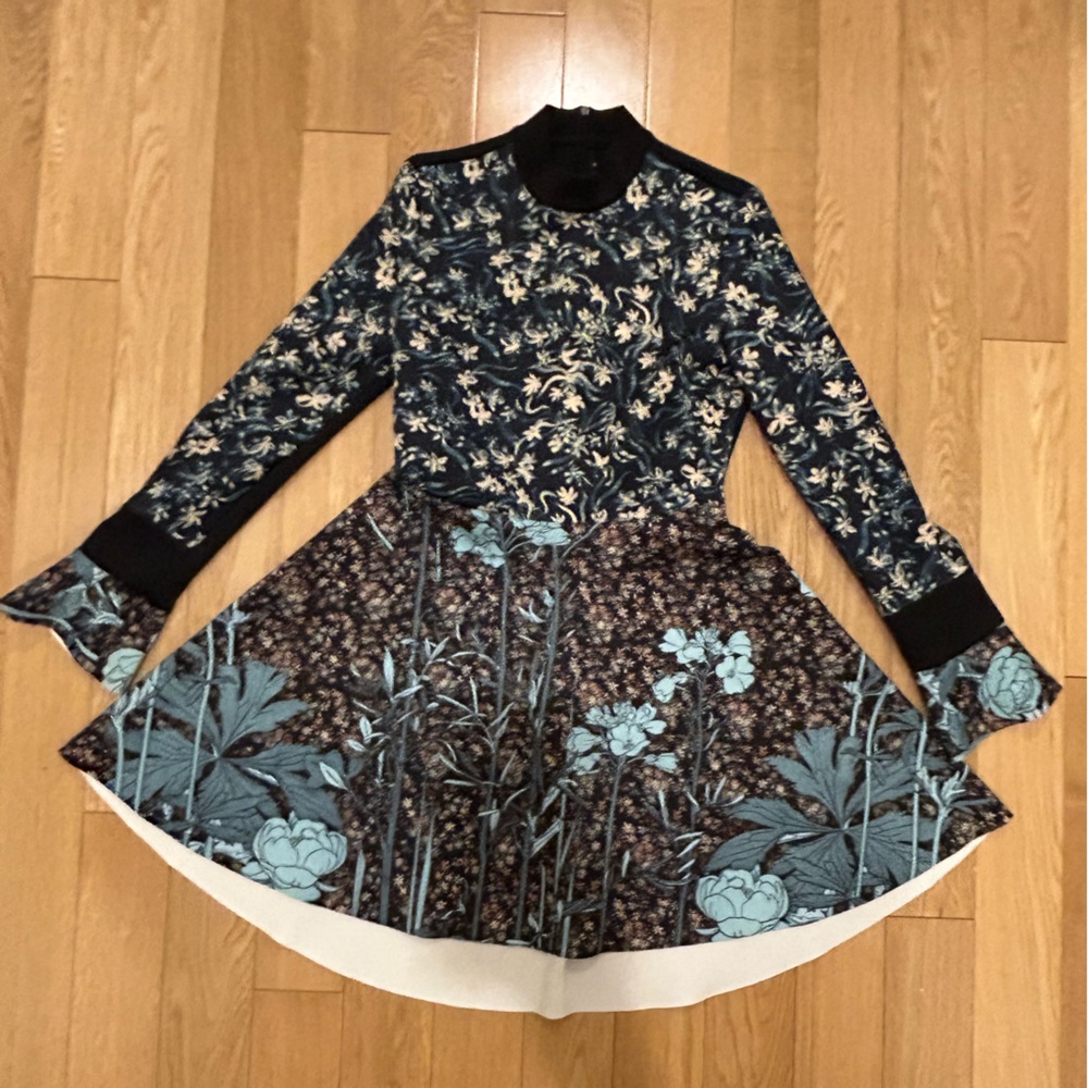 Neoprene printed floral fit + flair mini dress